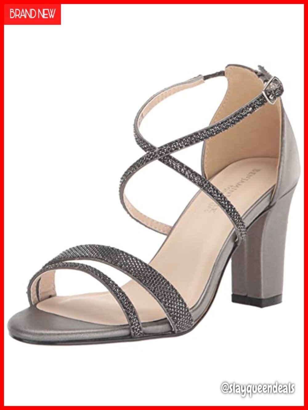 Touch Ups Daphne Pewter PU Gladiator Block Heel Sandals Buckle Adjustable